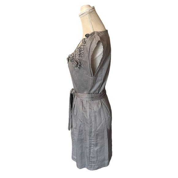 Loft Women's Gray 100% Cotton Scoop Neck Sleeveless Knee Length Dress - Picture 7 of 12